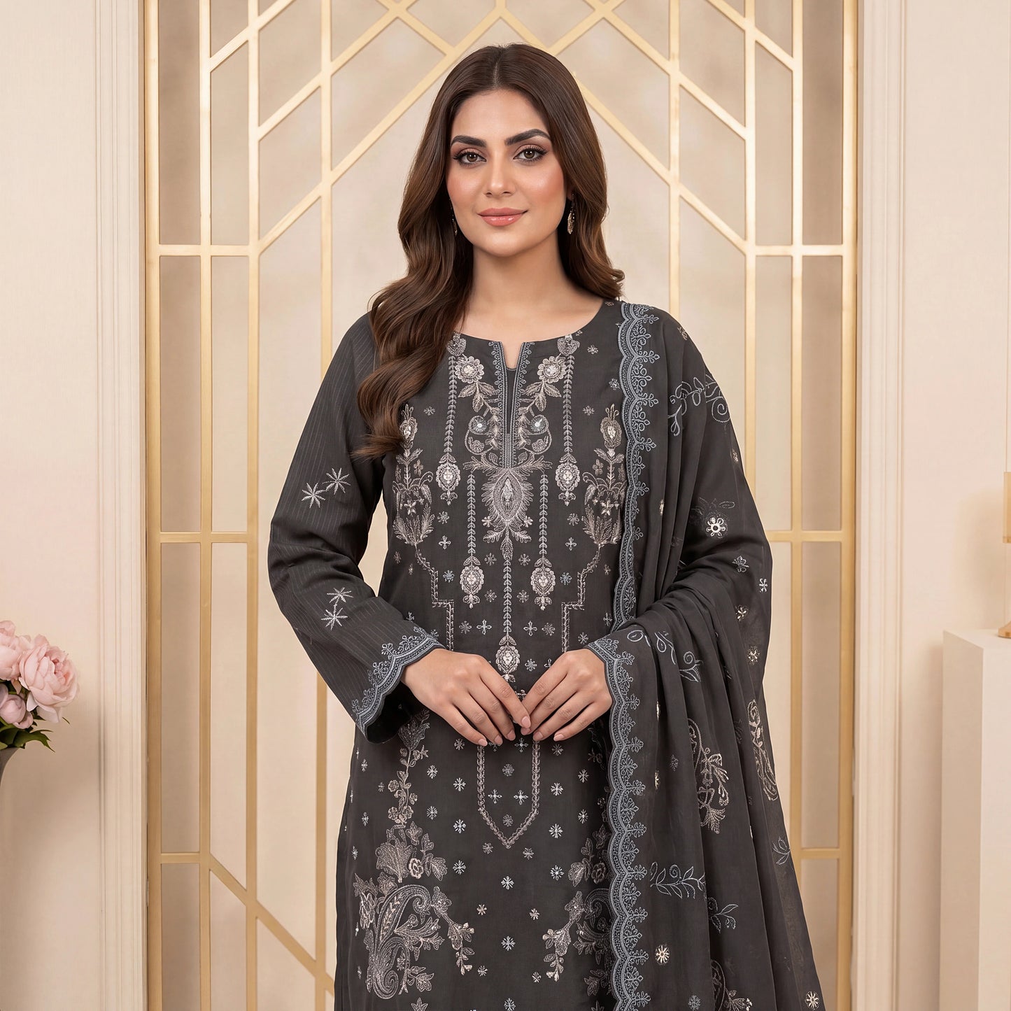 Noor-e-Nazar Print Embroidered Lawn 3PC by NaqshNigar D-03