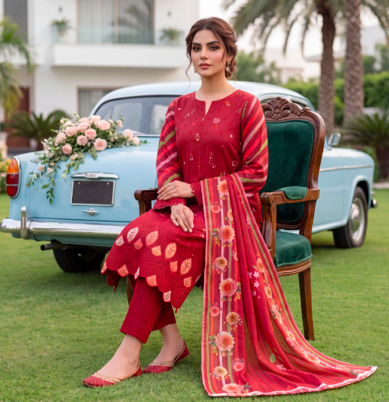 Noor-e-Nazar Print Embroidered Lawn 3PC by NaqshNigar D-01