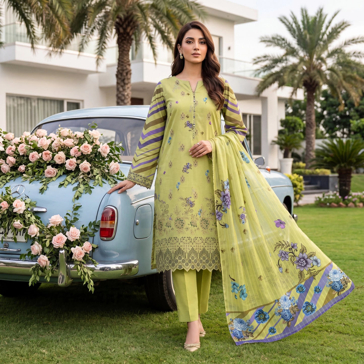 Noor-e-Nazar Print Embroidered Lawn 3PC by NaqshNigar D-02