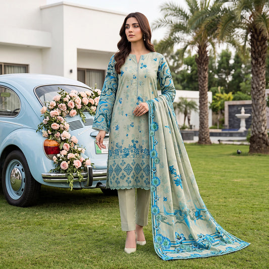 Noor-e-Nazar Print Embroidered Lawn 3PC by NaqshNigar D-09