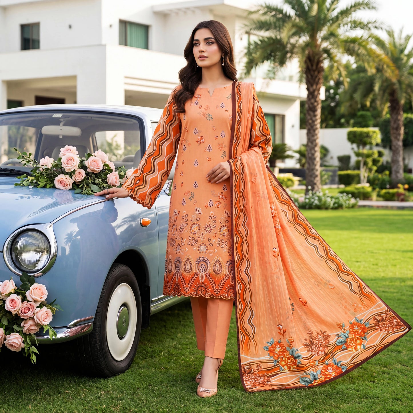 Noor-e-Nazar Print Embroidered Lawn 3PC by NaqshNigar D-08
