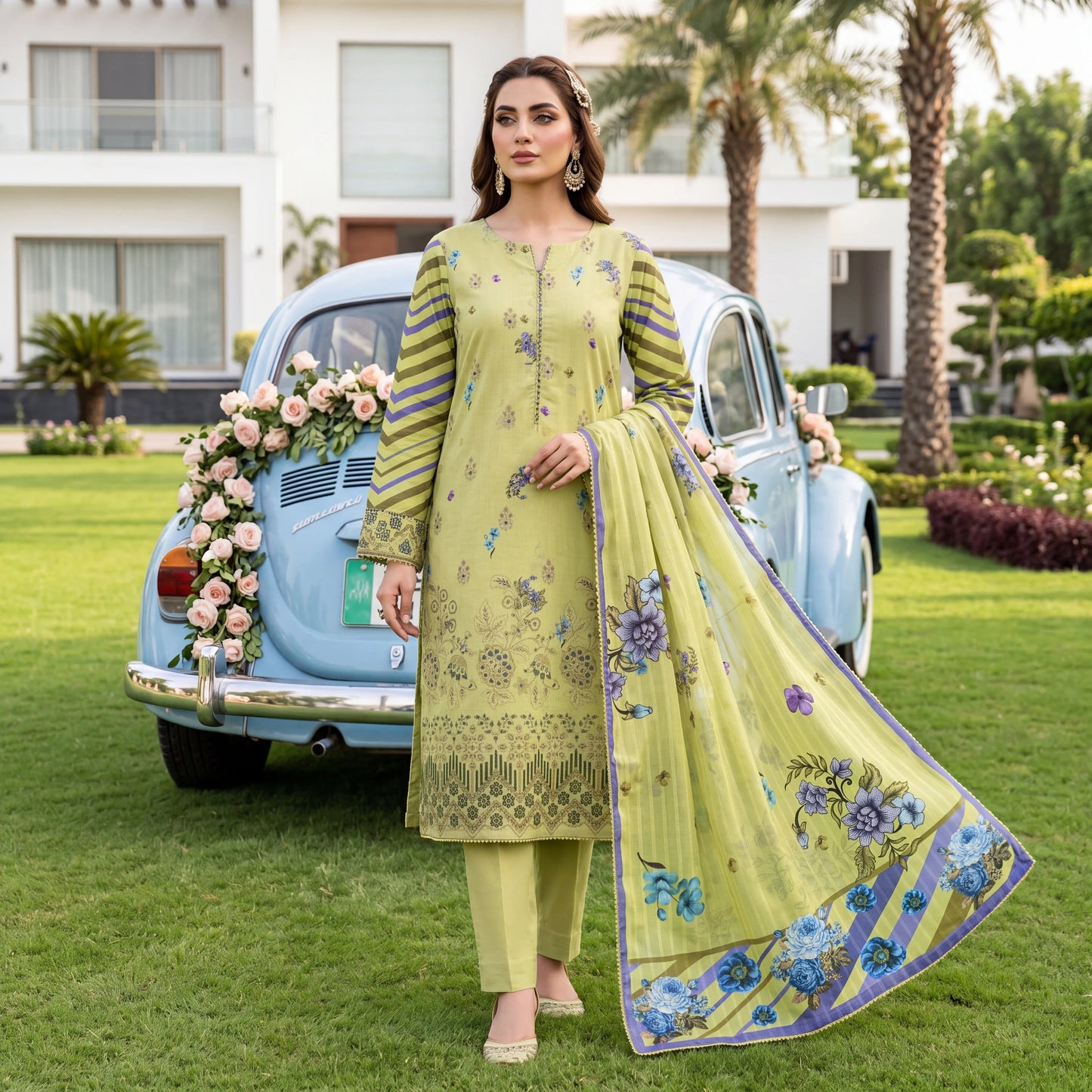Noor-e-Nazar Print Embroidered Lawn 3PC by NaqshNigar D-02