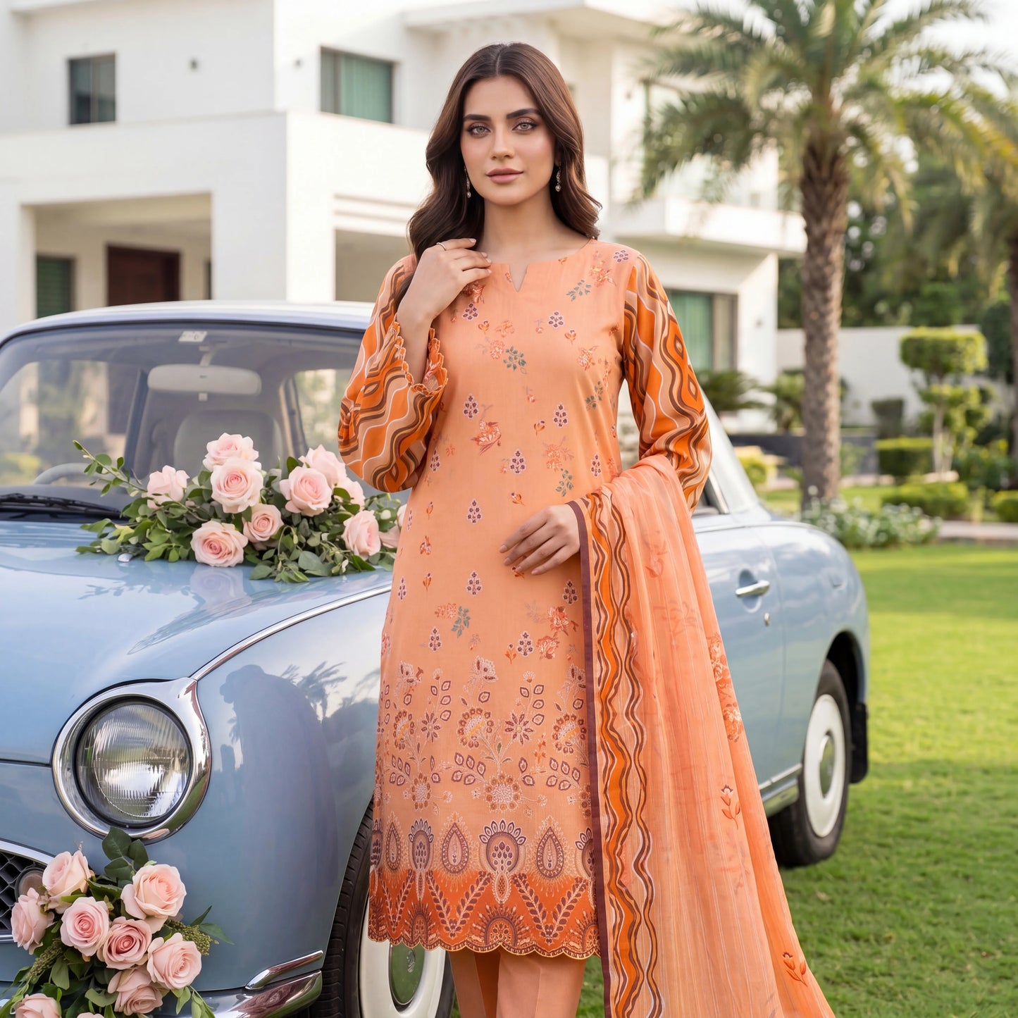 Noor-e-Nazar Print Embroidered Lawn 3PC by NaqshNigar D-08