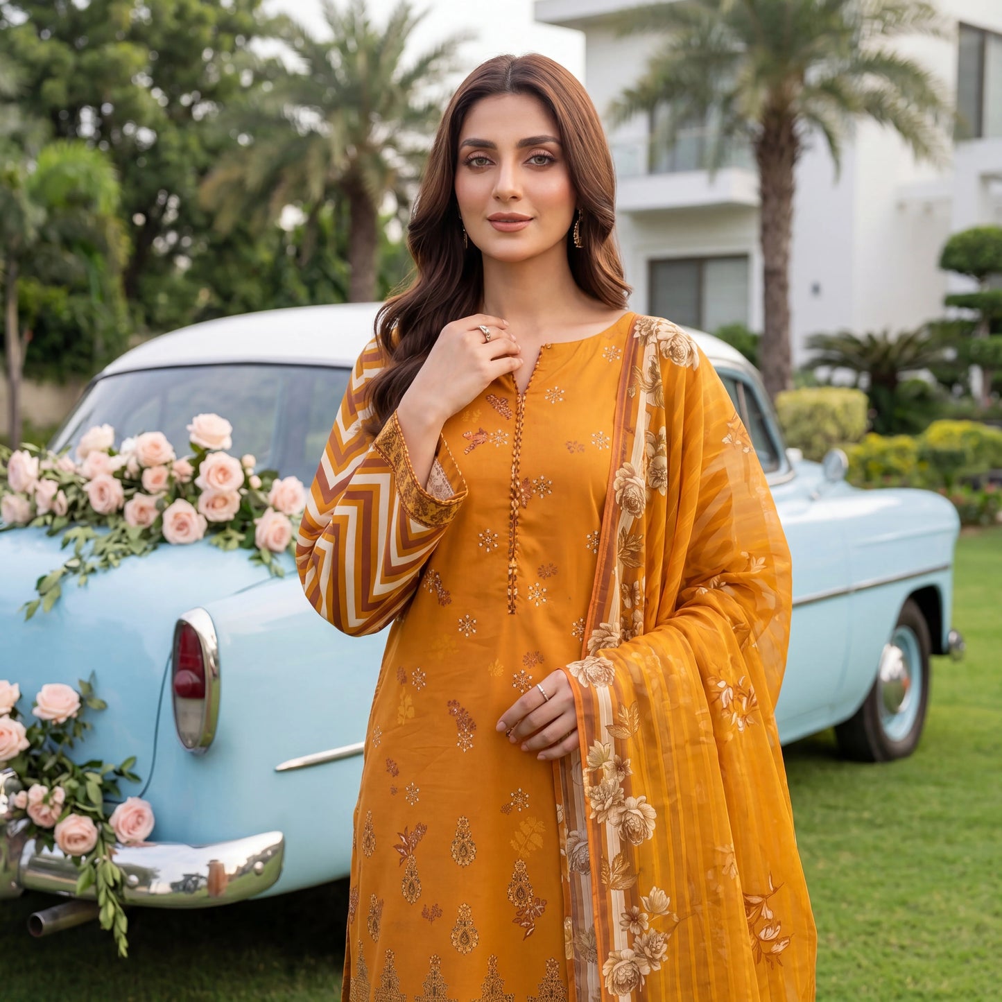 Noor-e-Nazar Print Embroidered Lawn 3PC by NaqshNigar D-05