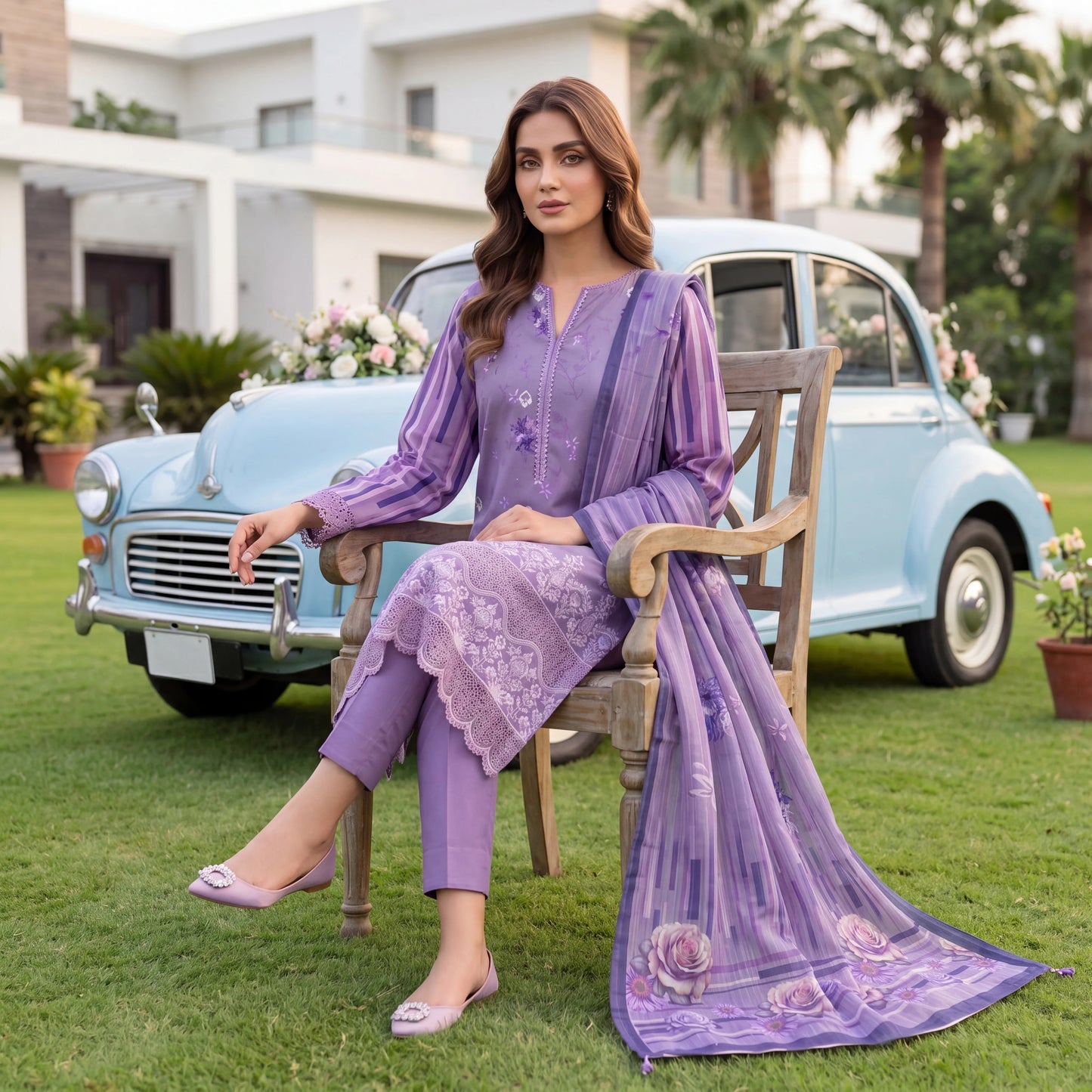 Noor-e-Nazar Print Embroidered Lawn 3PC by NaqshNigar D-04