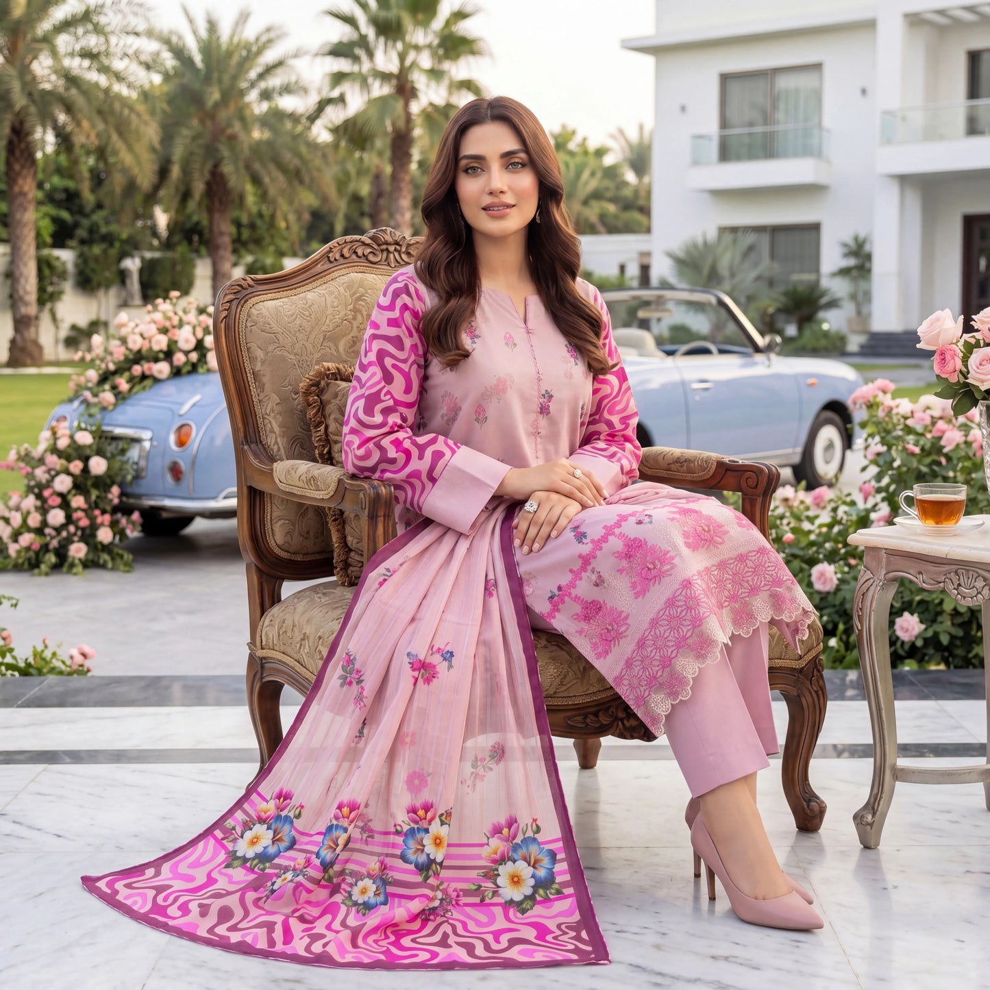 Noor-e-Nazar Print Embroidered Lawn 3PC by NaqshNigar D-06