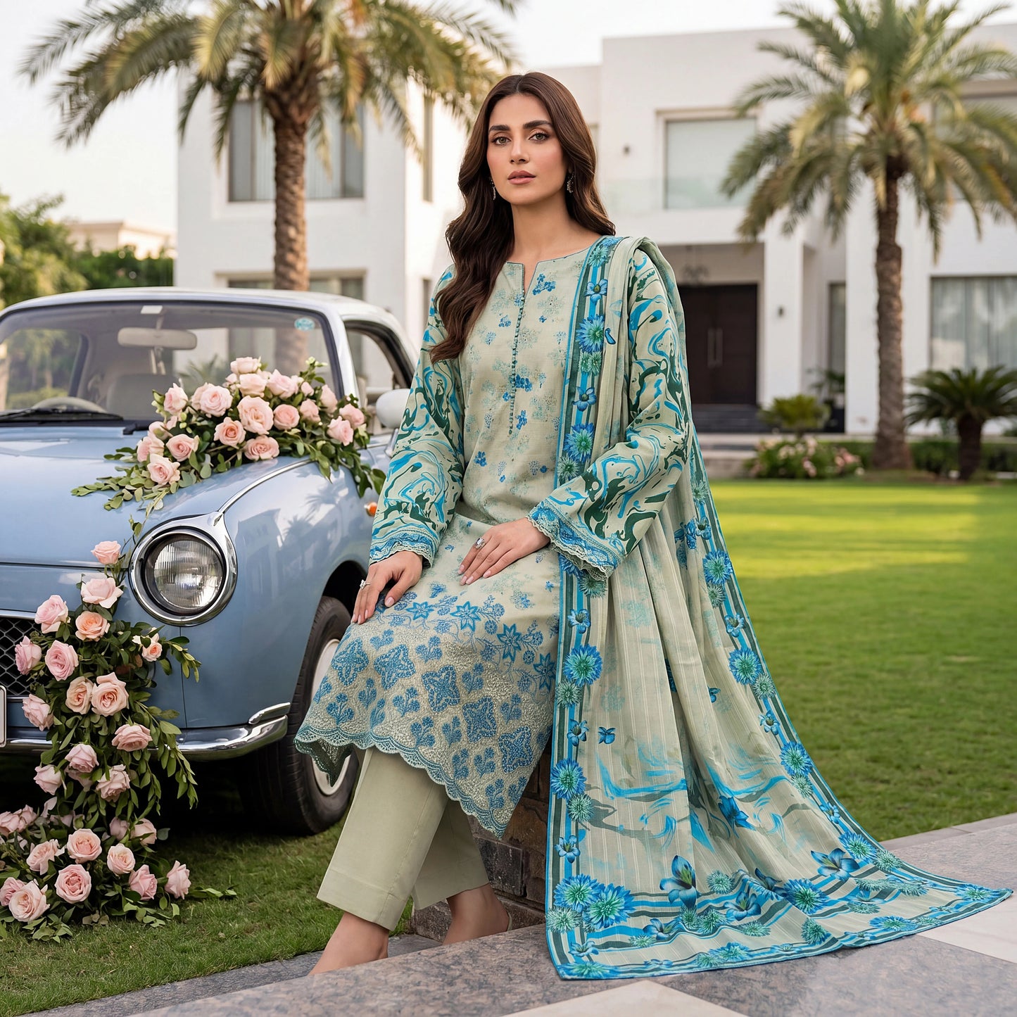 Noor-e-Nazar Print Embroidered Lawn 3PC by NaqshNigar D-09